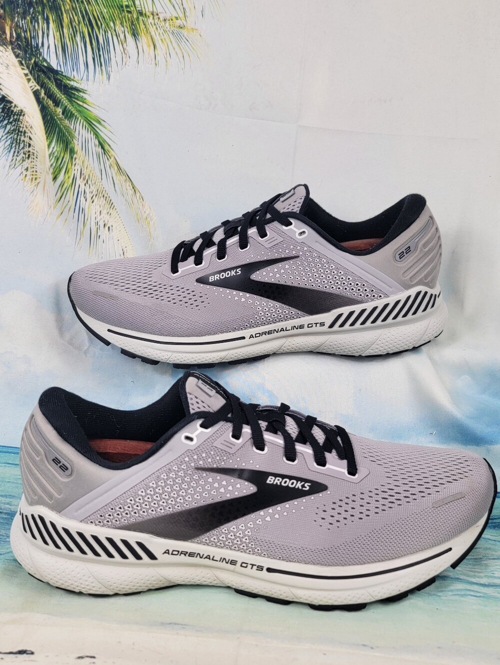Brooks Adrenaline GTS 22 Running Shoes Gray Black Sneakers Mens 10.5 Wide 2E